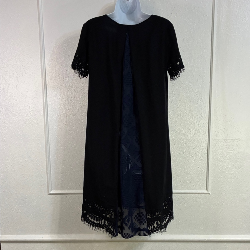 French Connection Women's Classic Crepe and Lace Tunic Dress Sz.XXS - Picture 4 of 8